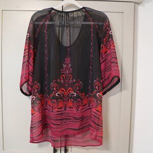 Erin B Black & Purple Sheer Top – L, Professional & Stylish